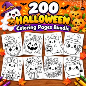 200 Halloween Coloring Pages Bundle for Toddler, Preschool & Kindergarten Activities